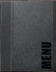 Trendy Lederoptik A4 Speisekarte, schwarz, inkl. 1 doppelte Einlage pro Karte (für 4 Seiten A4)