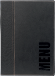Trendy Lederoptik A5 Speisekarte, schwarz, inkl. 1 doppelte Einlage pro Karte (für 4 Seiten A5)