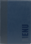 Trendy Lederoptik A5 Speisekarte, blau, inkl. 1 doppelte Einlage pro Karte (für 4 Seiten A5)