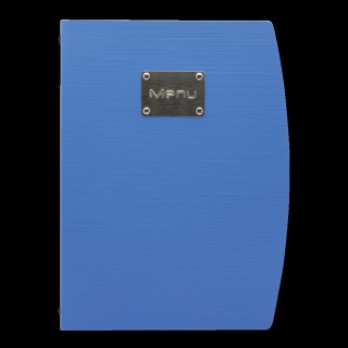 RIO Speisekarte mit Metallplatte "MENU", blau, inkl. 1 doppelte Einlage pro Karte (für 4 Seiten A4)
 Farbe: Schwarz