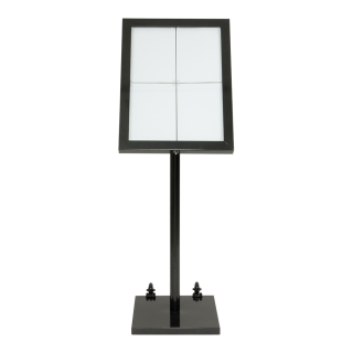 LED Informations Display für 4xA4 Seiten Set, weiße LED - schwarzer Fuß und Halterung inkl. 5m Kabel oder Securit AKKU (nicht inkl.)
