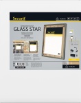 Glas Star Information Display Eiche 4xA4 (A2) Hartholz mit Stahl Optik und Glasfront.  Tisch oder Wandmontage.