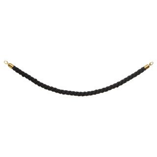 Classic gedrehte Kordel für Absperrpfosten - SCHWARZ mit vergoldetenEndstücken - 150cm