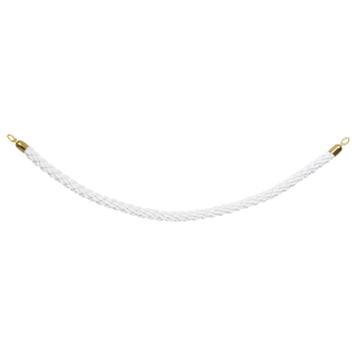 Classic glatte Kordel für Absperrpfosten - WEISS mit vergoldeten Endstücken - 150cm