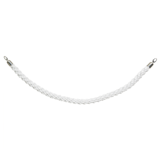 Classic glatte Kordel für Absperrpfosten - WEISS mit verchromten Endstücken - 150cm