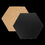 Hexagon Kork- + Kreidetafeln - insges. 7 Stück (4*Kreidetafel, 3*Kork) mit Pinnadeln und Klettband zur Wandbefestigung