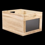 Holzbox / Tablecaddy mit Kreidetafelflächen an den kurzen Seiten, in flacher Verbackung und in 2 Minuten selbst zusammen zu setzten Farbe: Braun