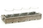 Holz-Tablet mit 4 Gläsern 38x11,5x11cm Farbe: Grau...