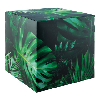 Motif cube »jungle« with stabilization inside (cardboard), high printing- & material quality, 450g/m², foldable cardboard     Size: 32x32x32cm    Color: green