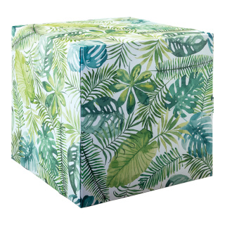 Motif cube »jungle 2« with stabilization inside (cardboard), high printing- & material quality, 450g/m², foldable cardboard     Size: 32x32x32cm    Color: green/white