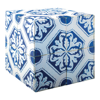 Cube à motif " Carrelage rétro " Croix carton intérieur pour stabilisation haute qualité impression et matériel Color: blanc/bleu Size: 32x32x32cm
