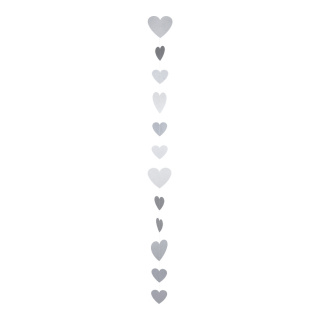 Guirlande de coeur en papier avec 12 coeurs en 10 & 15cm     Taille: 200cm    Color: argent