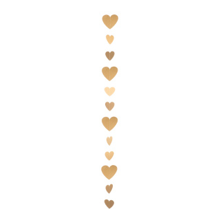 Papierherzengirlande mit 12 Herzen in 10 & 15cm Größe:200cm Farbe: gold