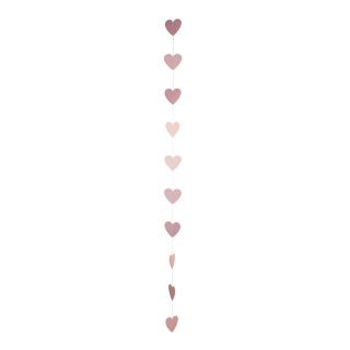 Guirlande de coeur en papier avec 10 coeurs en 10 cm     Taille: 190cm    Color: vieux rose