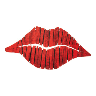 Lèvres avec oeillets de suspension, en bois     Taille: 39x20cm    Color: rouge