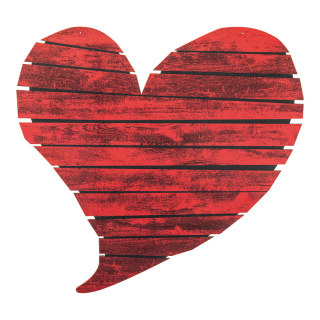 Coeur avec oeillets de suspension, en bois     Taille: 65x61cm    Color: rouge