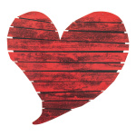 Coeur avec oeillets de suspension en bois Color: rouge...