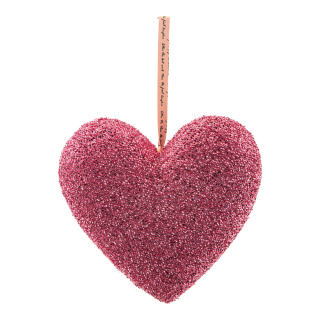 Coeur avec cintre recouvert de tissu pailleté, en mousse dure     Taille: H: 21cm    Color: rose