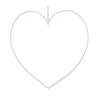 Contour de coeur en métal, avec oeillets à suspendre     Taille: 60x60cm    Color: argent