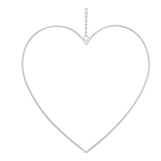 Contour heart made of metal, with chain to hang     Size: 40x40cm    Color: silver