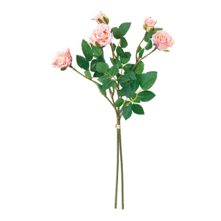 Bouquet de roses 2-fois, avec 6 têtes de roses, artificiel     Taille: 33cm    Color: rosé/vert