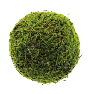 Natural wicker ball with artificial moss - Material:  - Color: green - Size: Ø: 16cm