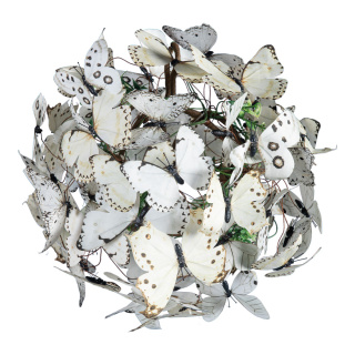 Schmetterlingskugel mit Hänger, aus Papier     Groesse: Ø 28cm    Farbe: weiß