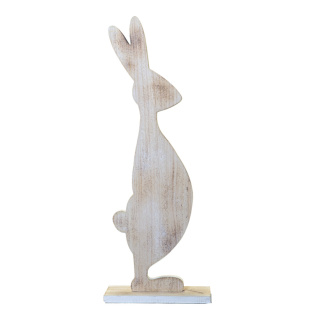Hase stehend, mit Standplatte, aus Holz     Groesse: 80x30cm    Farbe: natur