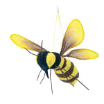 Bee with hanger, made of styrofoam & synthetic fibre...