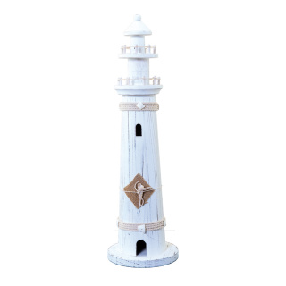 Leuchtturm aus Holz     Groesse: H: 50cm    Farbe: weiß