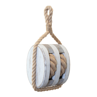 Pulley for decoration to hang, made of wood     Size: H: 30cm    Color: white