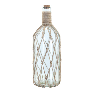 Message bouteille avec bouchon en liège décoré avec corde, en verre     Taille: H: 38cm    Color: transparent