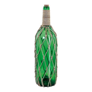 Message bouteille avec bouchon en liège décoré avec corde, en verre     Taille: H: 47cm    Color: vert