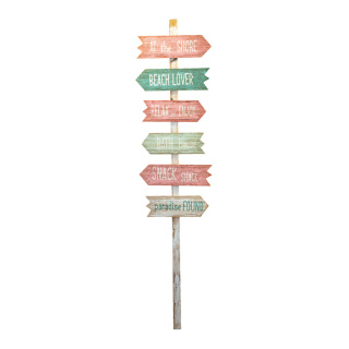 Panneau signalisation-plage avec 5 flèches de direction., en bois     Taille: H: 160cm, L: 40 cm    Color: coloré