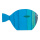 Fisch selbststehend, bedruckt, aus Holz     Groesse: 50x30cm    Farbe: blau