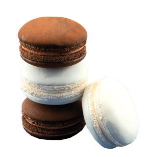 Macarons im 4er-Set, aus Hartschaum Größe:Ø 10cm Farbe: braun/weiß