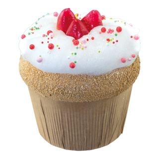Cupcake fraises XL, en mousse dure     Taille: H: 18cm    Color: coloré