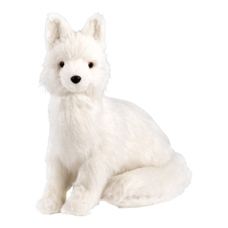 Renard assis  styrofoam avec fourrure artificielle Color: blanc Size: 45x43cm