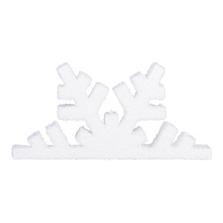 Schneeflockenhälfte mit Klebestreifen für die zweite Hälfte, beflockt     Groesse:50x25cm    Farbe:weiß