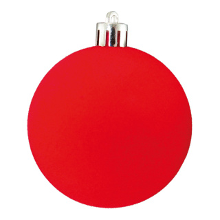 Christmas ball flocked  - Material:  - Color: red, - Size: Ø 10cm