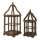 Wooden lanterns XXL set of 2 - Material: nested - Color: natural - Size: 21x21x52cm X 28x28x68cm