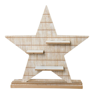 Étoile en bois avec étagères avec support Color: nature Size: 58x60x15cm