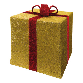 Geschenkbox klappbarer Rahmen, Bezug aus Polyester, mit Hänger     Groesse:50x50x45cm    Farbe:gold/rot