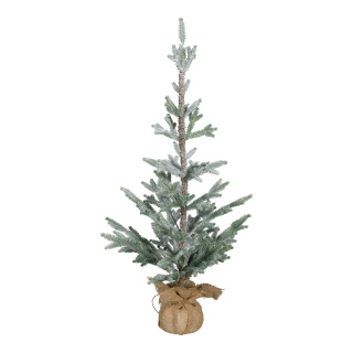 Christmas tree snowed in jute bag - Material: 100% PE-tips - Color: green/white - Size: 90cm
