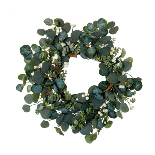 Eucalyptus wreath made of plastic and artificial silk - Material:  - Color: green - Size: Ø50cm