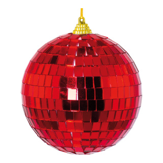 Mirror ball made of styrofoam - Material: with mirror plates - Color: red - Size: Ø8cm