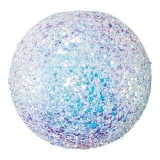 Bauble with hanger made of styrofoam - Material: sparkling - Color: white/iridescent - Size: Ø 10cm