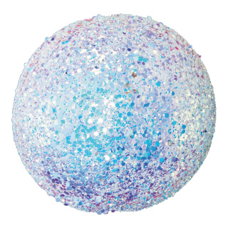 Bauble with hanger made of styrofoam - Material: sparkling - Color: white/iridescent - Size: Ø 14cm