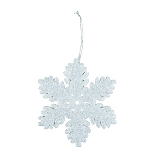 Snowflake with hanger - Material: made of plastic - Color: white - Size: Ø 15cm