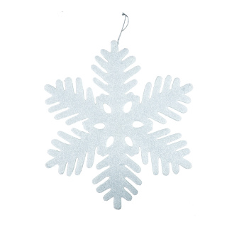 Schneeflocke mit Hänger, aus Schaumstoff     Groesse:Ø 47cm    Farbe:weiß